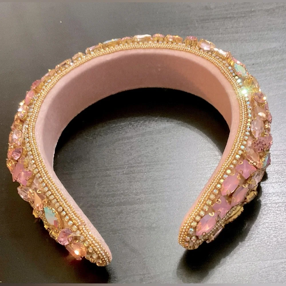 New HAIMEIKANG Velvet Rhinestone Baroque Headband, Crystal Gemstone Headband